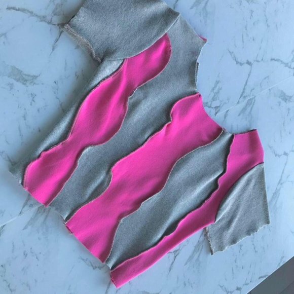 Grey and pink crop top - XS-S - Picture 4 of 4